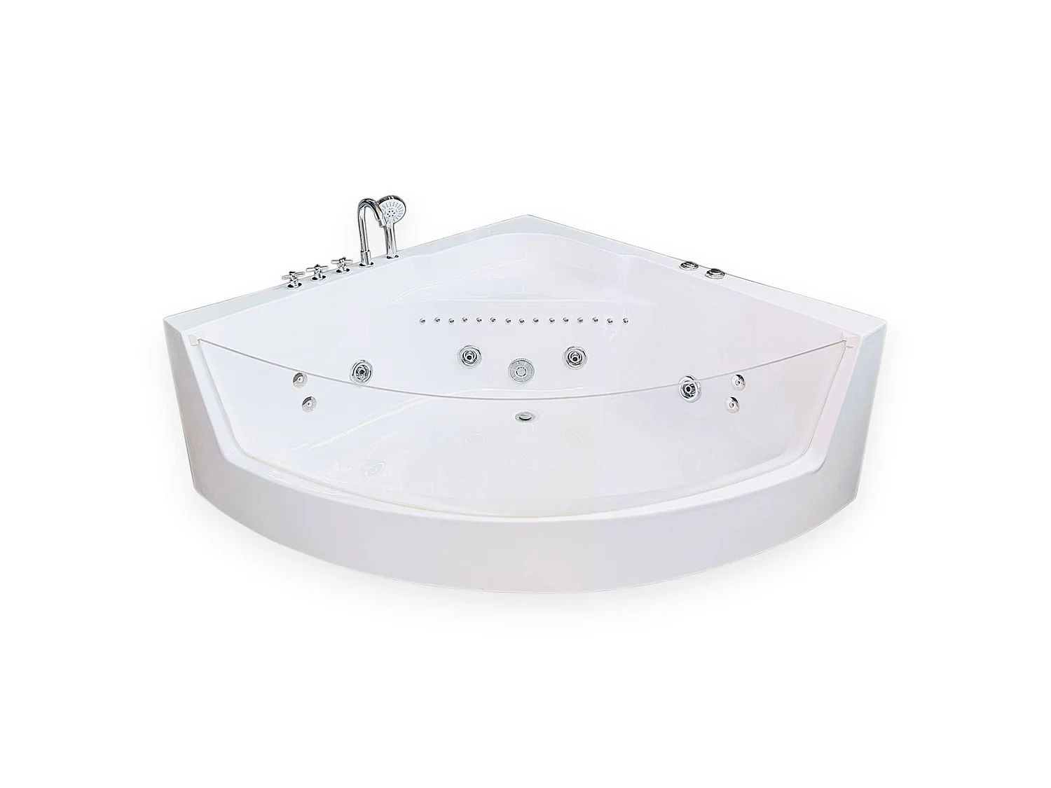 Baignoire Balnèo 150 X 150 cm Chromothérapie 8 jets – White Maple
