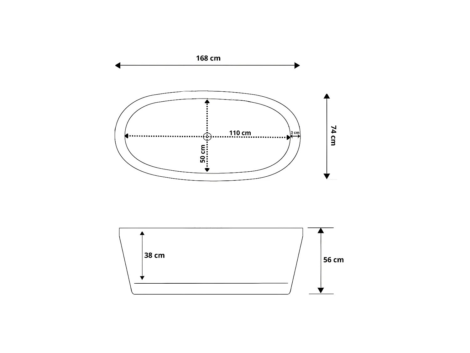 Baignoire ilôt 168 X 74 cm blanc – Hope