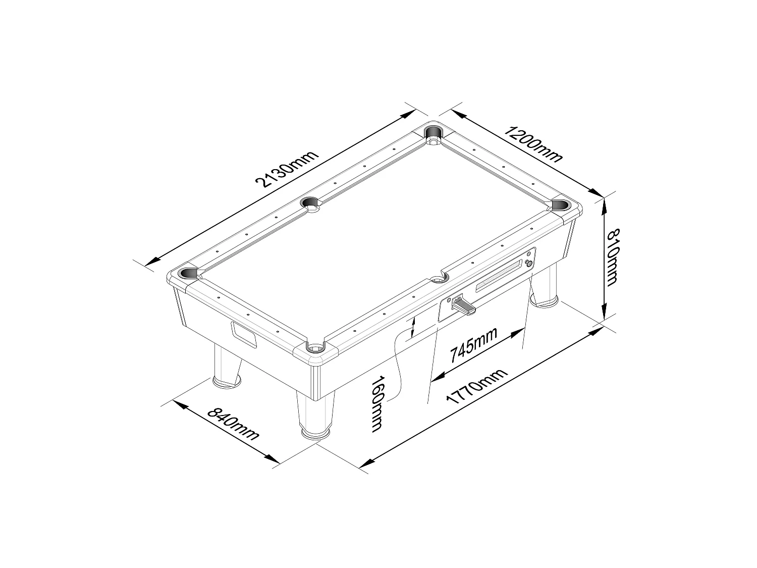 Mesa de billar 7 pies verde con operador manual de monedas – Cosmos