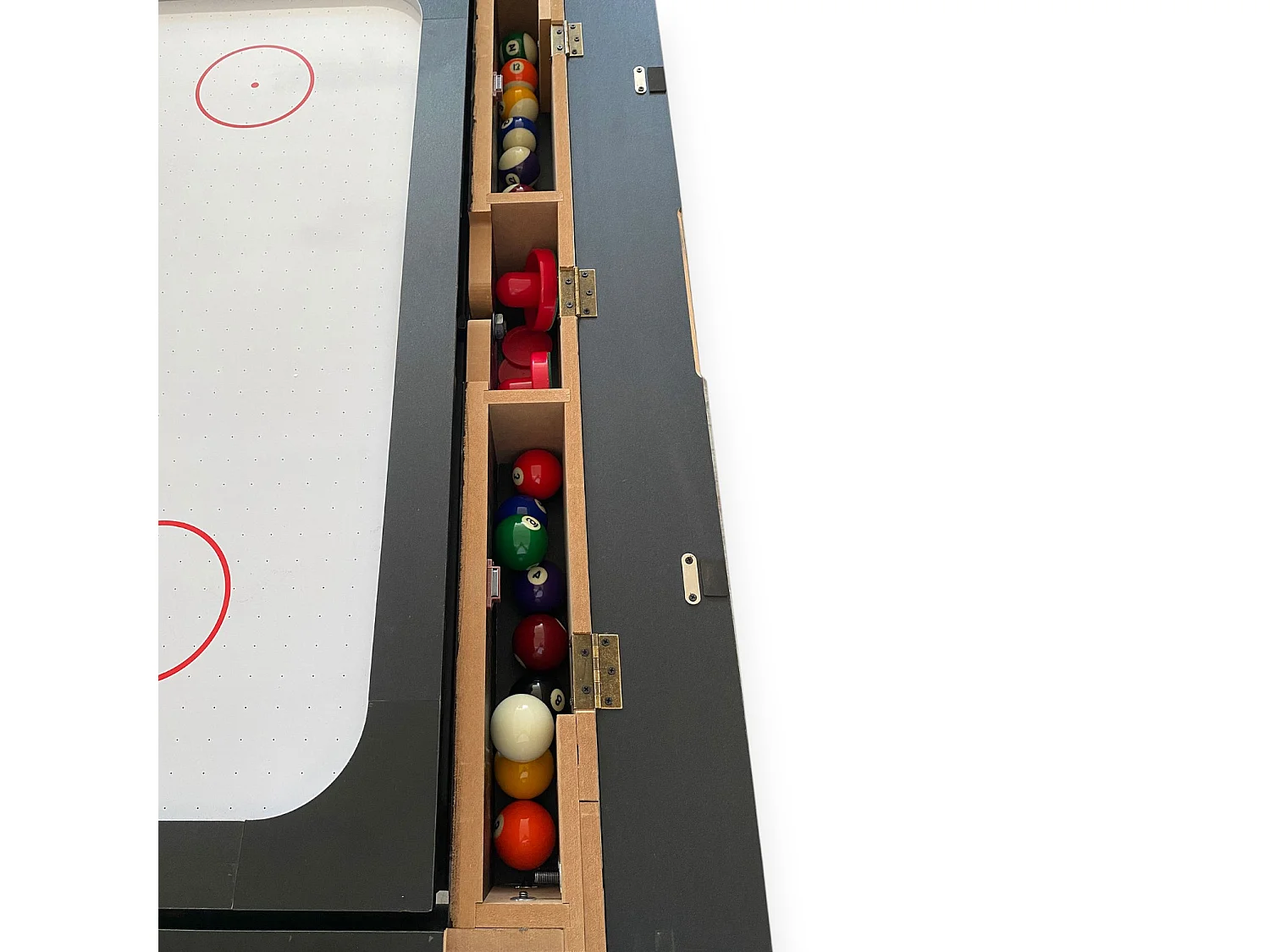 7 ft Multi-Game Table with Red Pool Table, Air Hockey and Table Tennis – Rocket