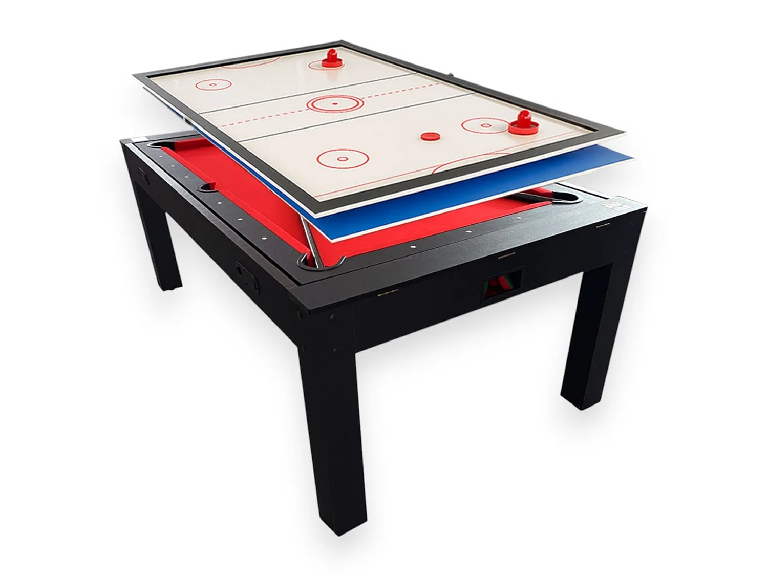 7 ft Multi-Game Table with Red Pool Table, Air Hockey and Table Tennis – Rocket