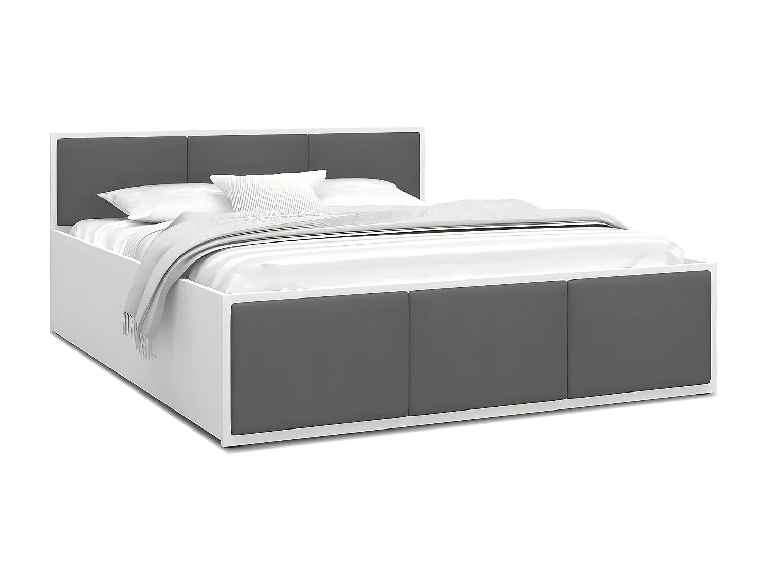 Lit coffre Barcelona 120 x 200 cm avec sommier à lattes relevable Blanc - Gris foncé