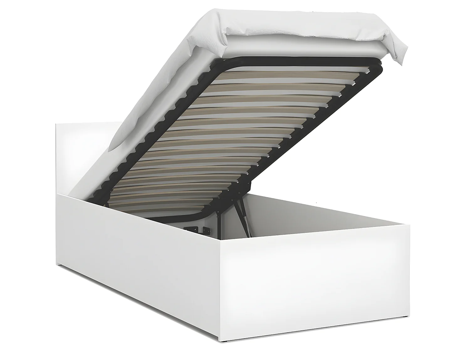 Lit coffre Paris 90 x 200 cm avec sommier à lattes relevable Blanc