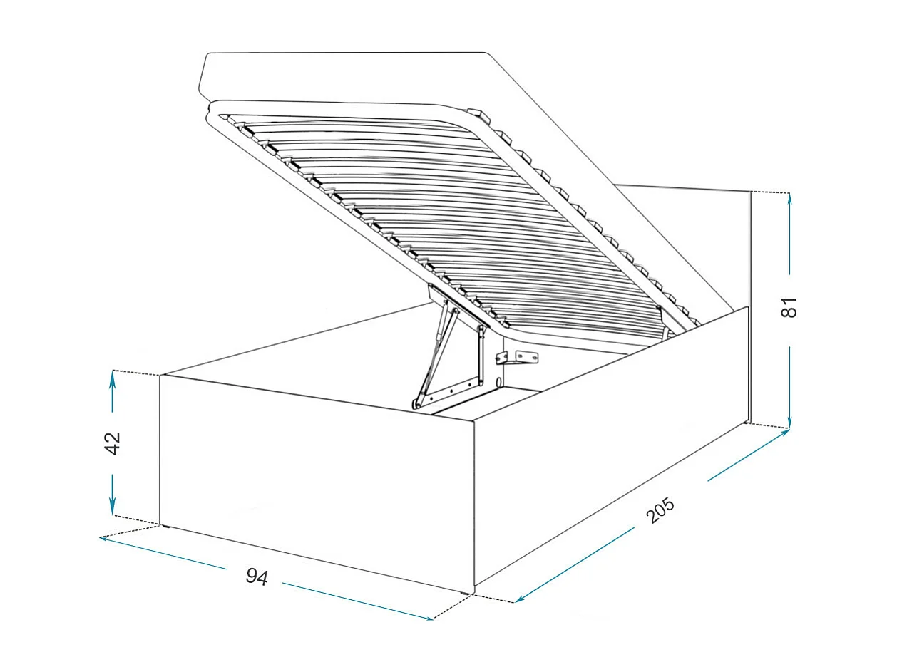 Lit coffre Paris 90 x 200 cm avec sommier à lattes relevable Chêne