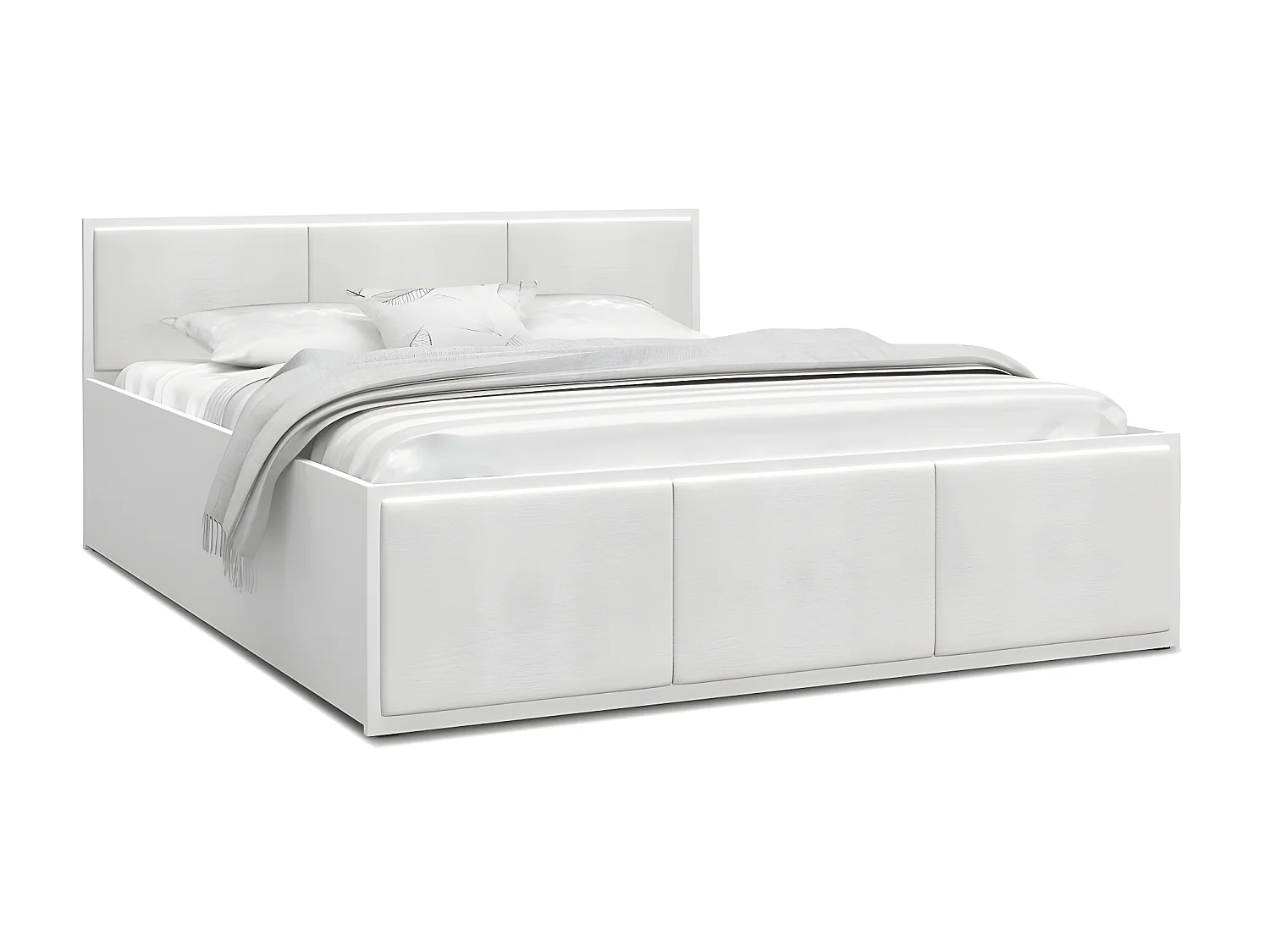 Lit coffre Barcelona 140 x 200 cm avec sommier à lattes relevable Blanc