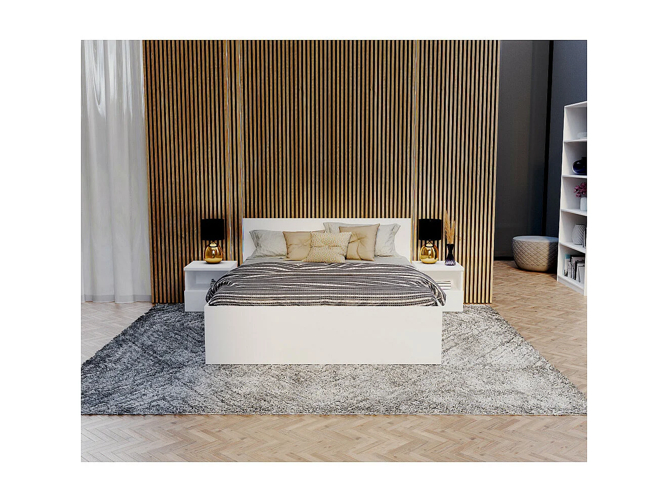 Lit coffre Paris 120 x 200 cm avec sommier à lattes relevable Blanc