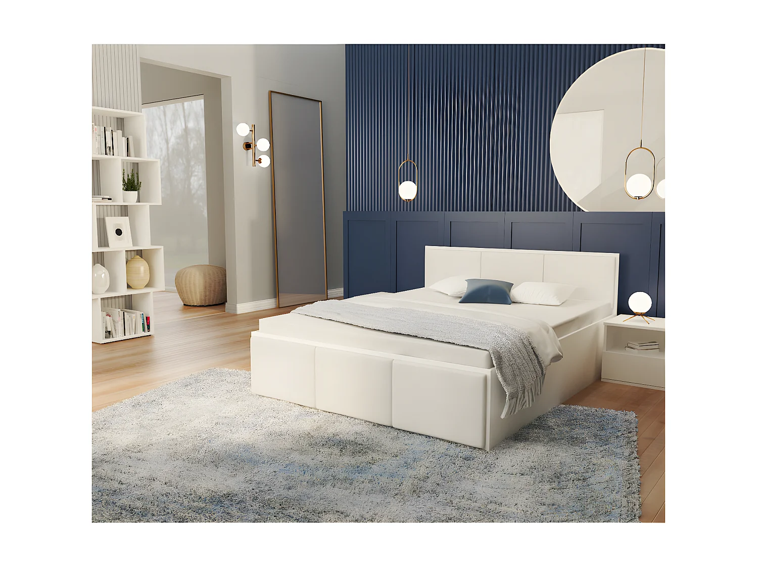 Lit coffre Barcelona 120 x 200 cm avec sommier à lattes relevable Blanc