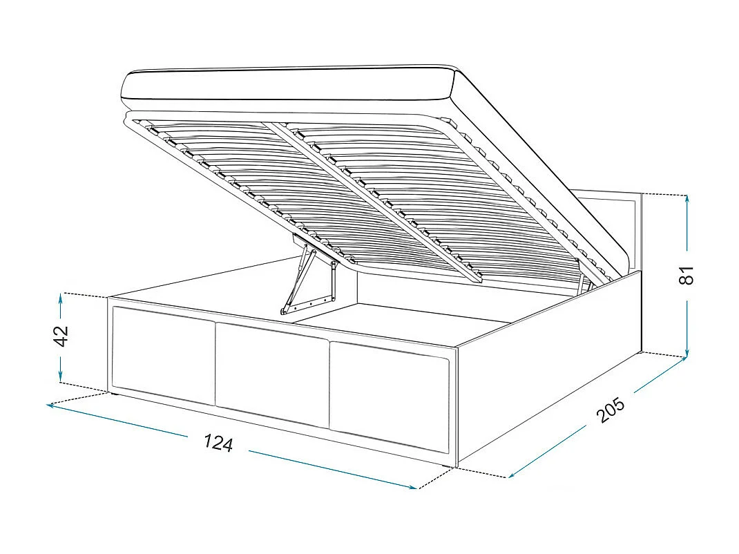 Lit coffre Barcelona 120 x 200 cm avec sommier à lattes relevable Chêne - Gris clair