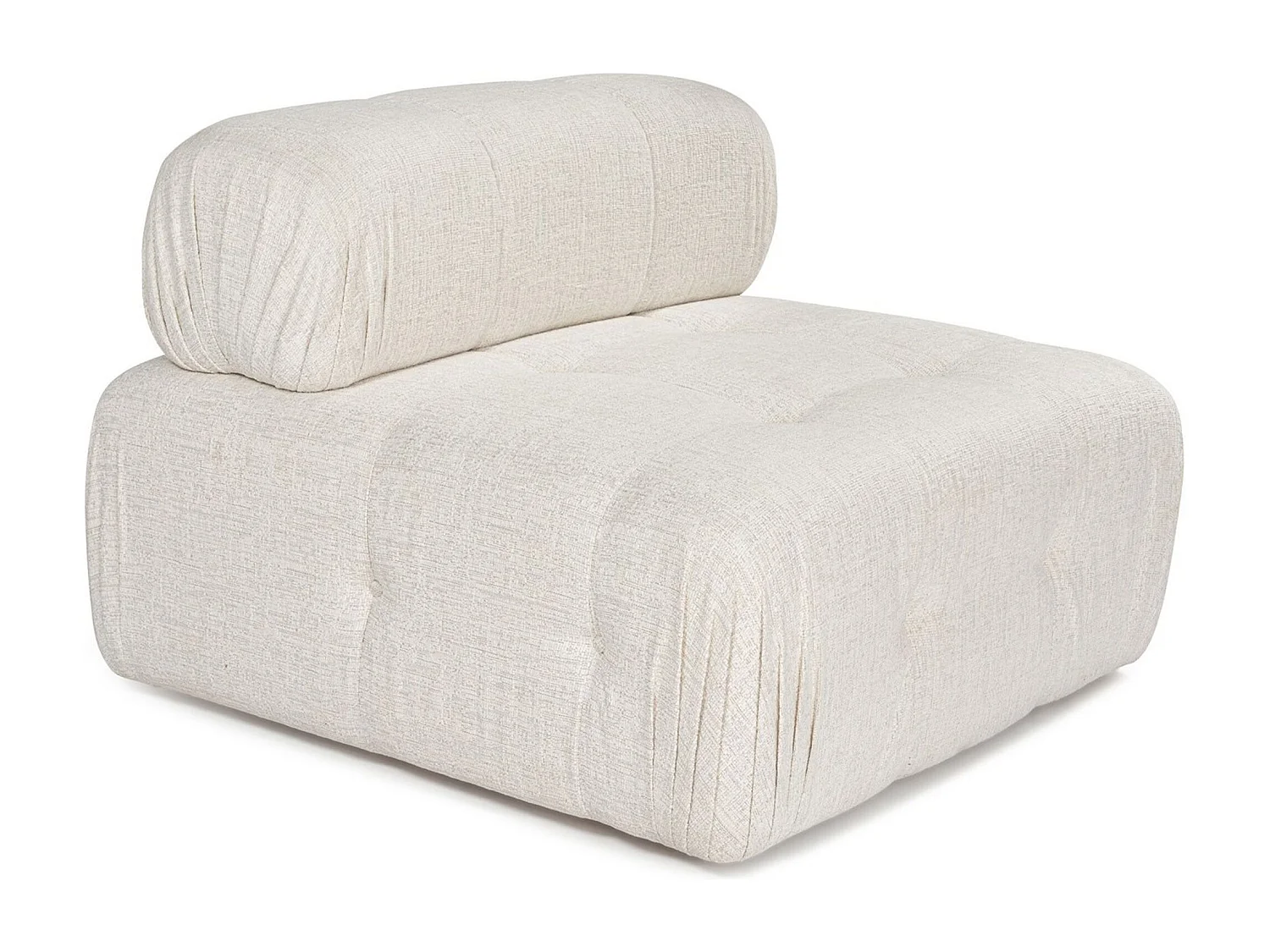 Elegante sillón de 1 plaza, color crema, 100 cm x 100 cm x 80 cm | Estructura de madera de haya y aglomerado, 100% poliéster, espuma 28 DNS