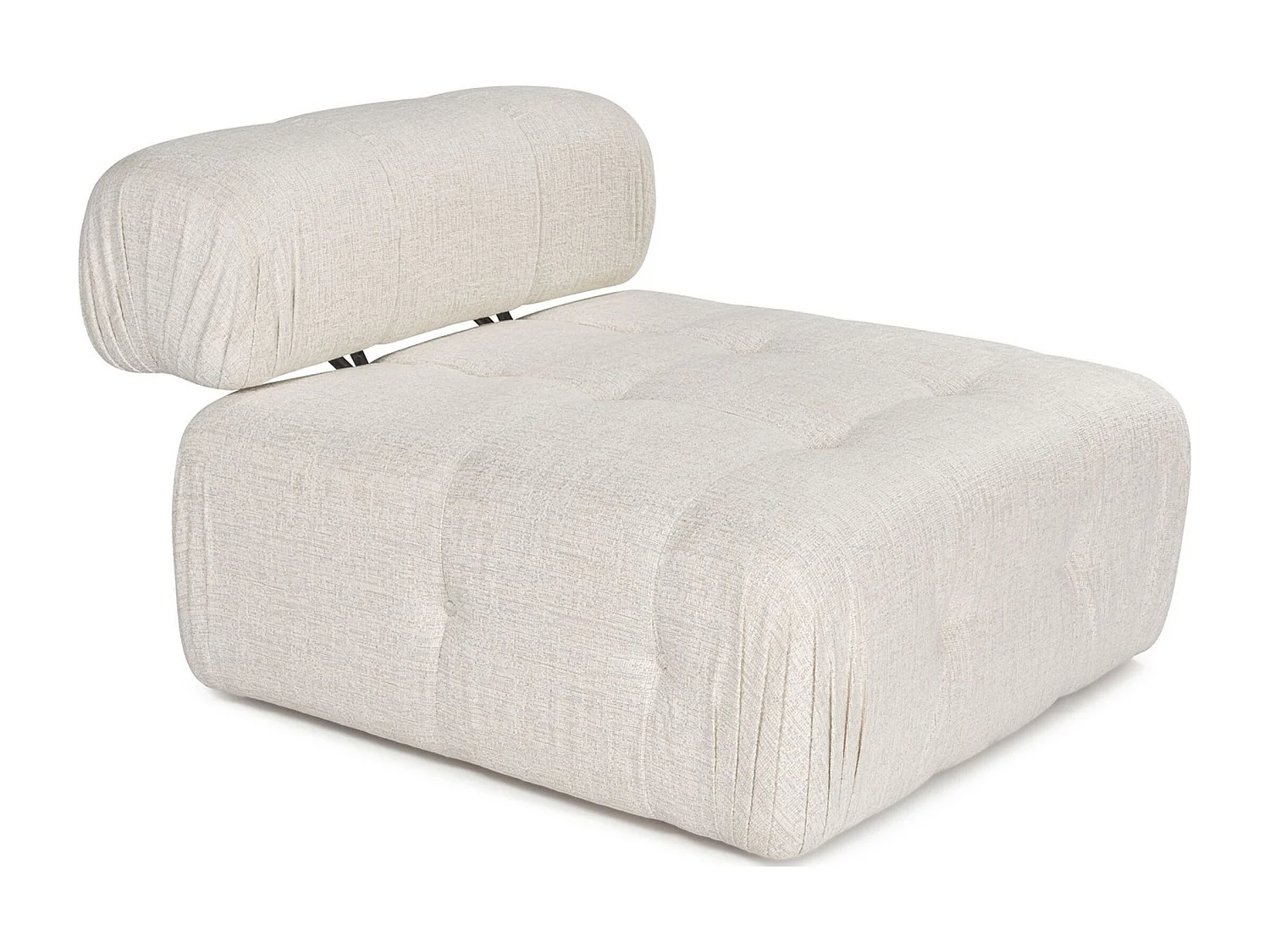 Elegante sillón de 1 plaza, color crema, 100 cm x 100 cm x 80 cm | Estructura de madera de haya y aglomerado, 100% poliéster, espuma 28 DNS