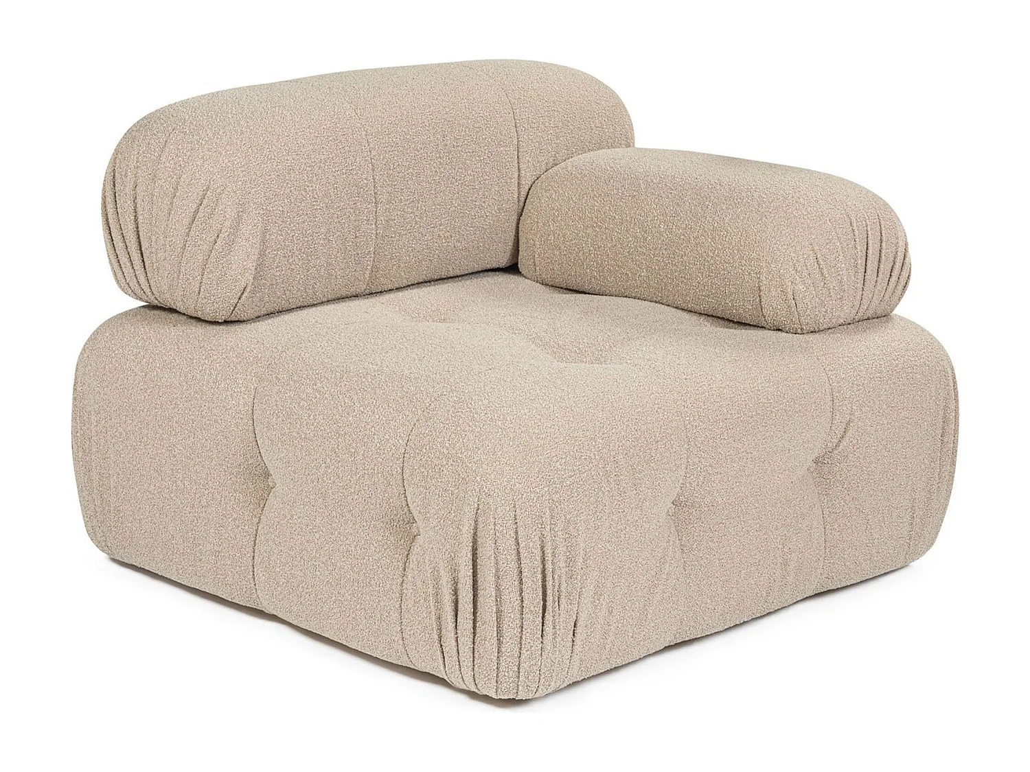 Elegante sillón de 1 plaza, color melocotón, 100 cm x 100 cm x 80 cm | Estructura de madera de haya y aglomerado, 100% poliéster, espuma 28