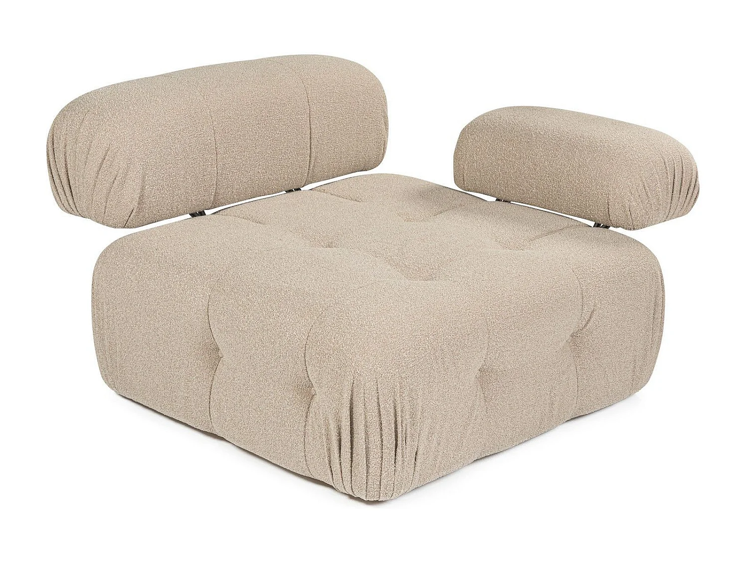 Elegante sillón de 1 plaza, color melocotón, 100 cm x 100 cm x 80 cm | Estructura de madera de haya y aglomerado, 100% poliéster, espuma 28