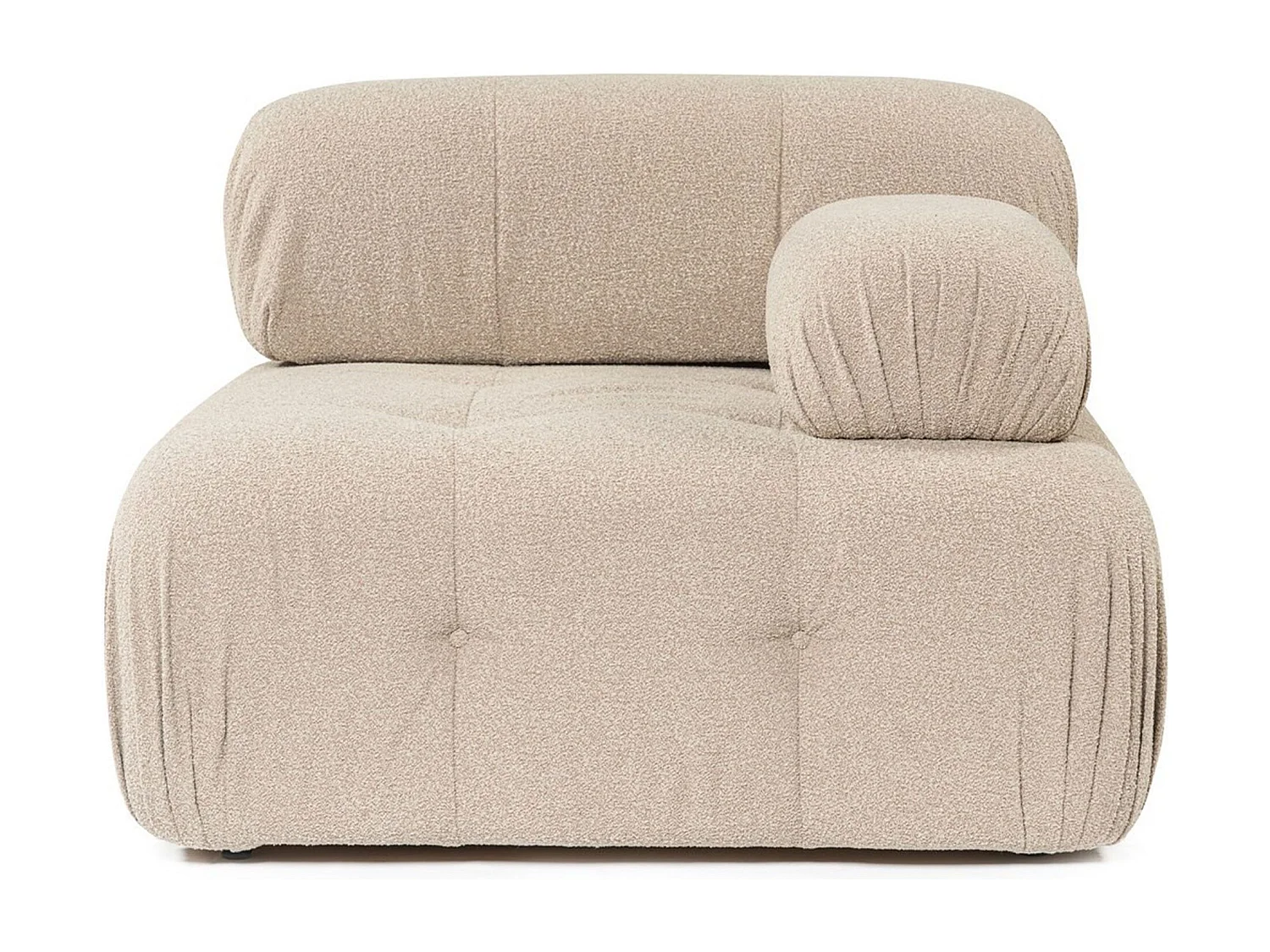 Fauteuil accoudoir ou module d'angle à droite Nounou Tissu bouclette Pêche