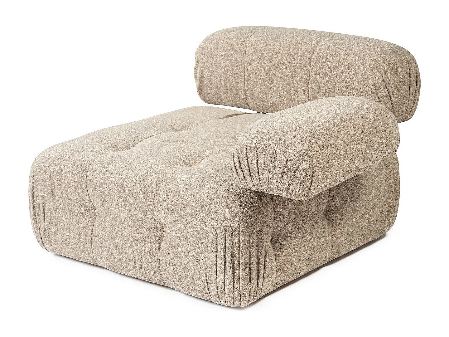 Fauteuil accoudoir ou module d'angle à droite Nounou Tissu bouclette Pêche