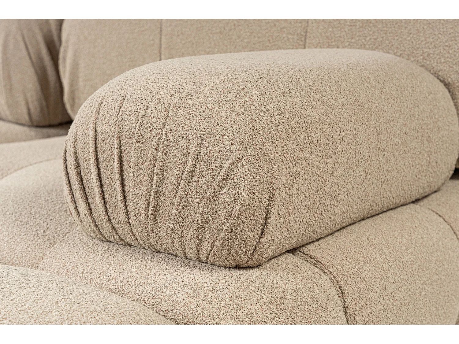 Fauteuil accoudoir ou module d'angle à droite Nounou Tissu bouclette Pêche