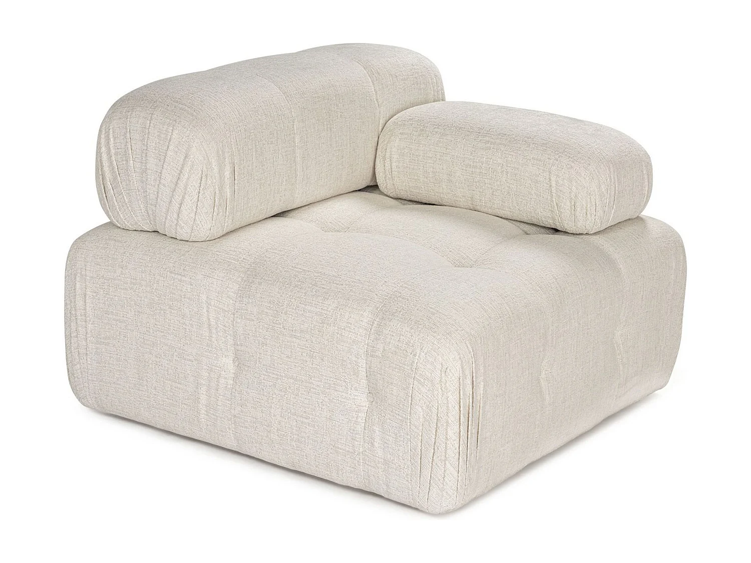 Elegante sillón de 1 plaza, color crema, 100 cm x 100 cm x 80 cm | Estructura de madera de haya y aglomerado, 100% poliéster, espuma 28 DNS