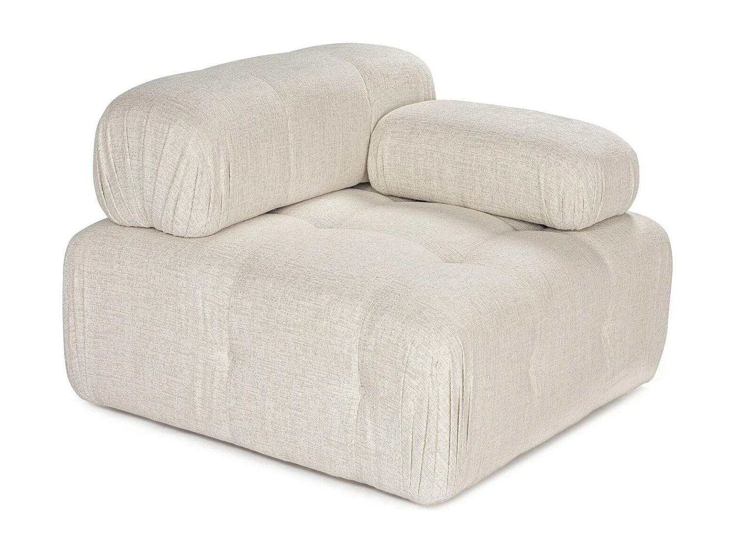 Elegante sillón de 1 plaza, color crema, 100 cm x 100 cm x 80 cm | Estructura de madera de haya y aglomerado, 100% poliéster, espuma 28 DNS