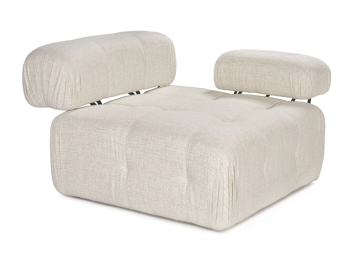 Elegante sillón de 1 plaza, color crema, 100 cm x 100 cm x 80 cm | Estructura de madera de haya y aglomerado, 100% poliéster, espuma 28 DNS