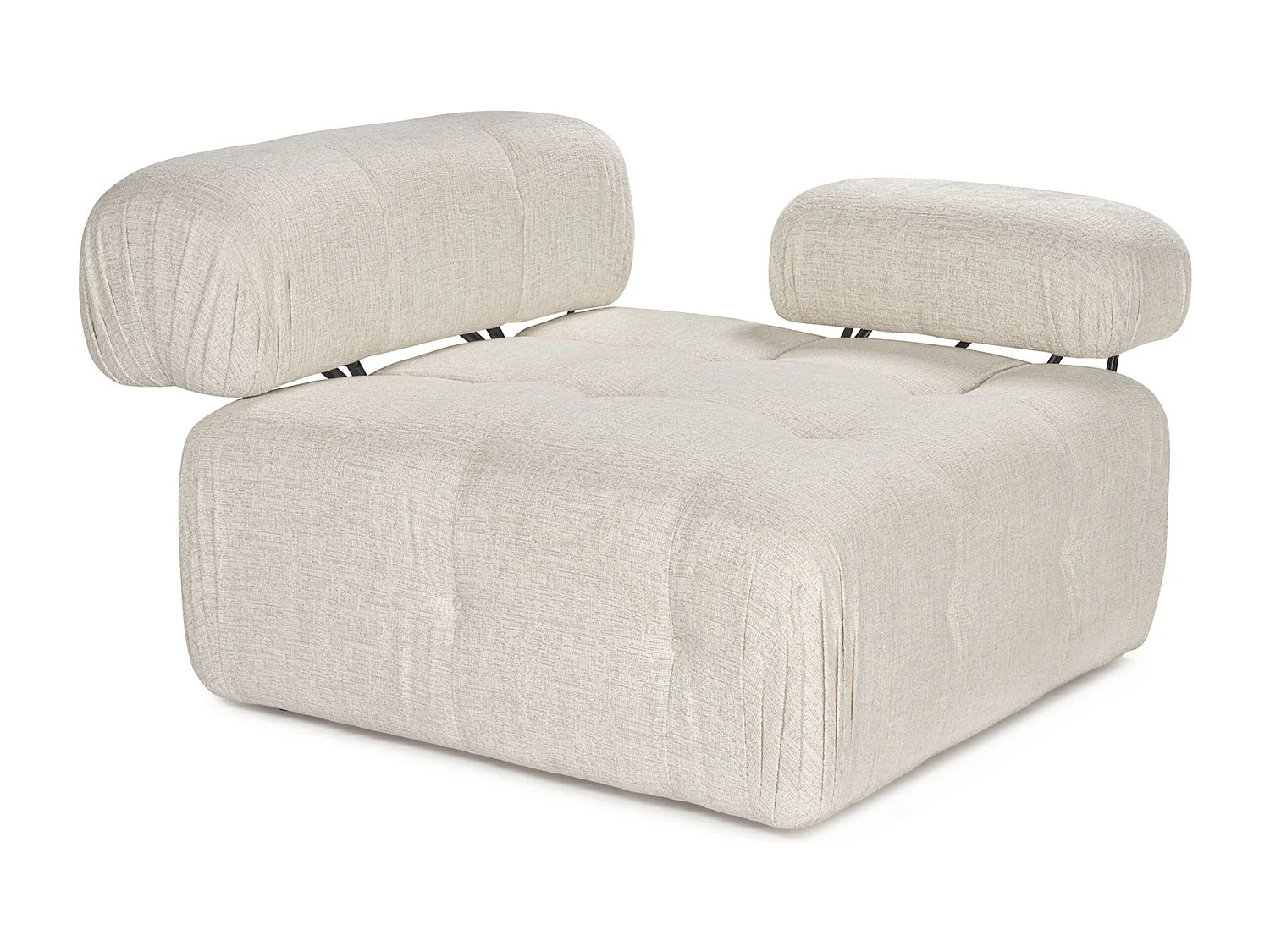 Poltrona elegante de 1 lugar, cor creme, 100 cm x 100 cm x 80 cm | Estrutura em madeira de faia e aglomerado, 100% poliéster, espuma 28 DNS | Design m