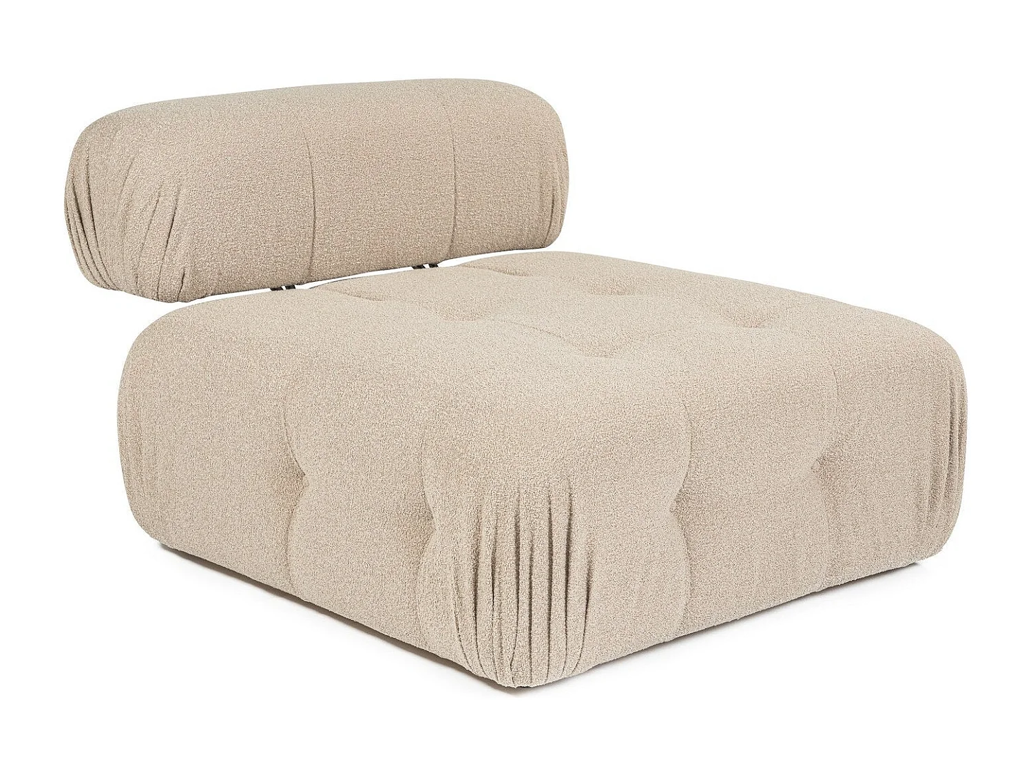 Elegante sillón de 1 plaza, color melocotón, 100 cm x 100 cm x 80 cm | Estructura de madera de haya y aglomerado, 100% poliéster, espuma 28