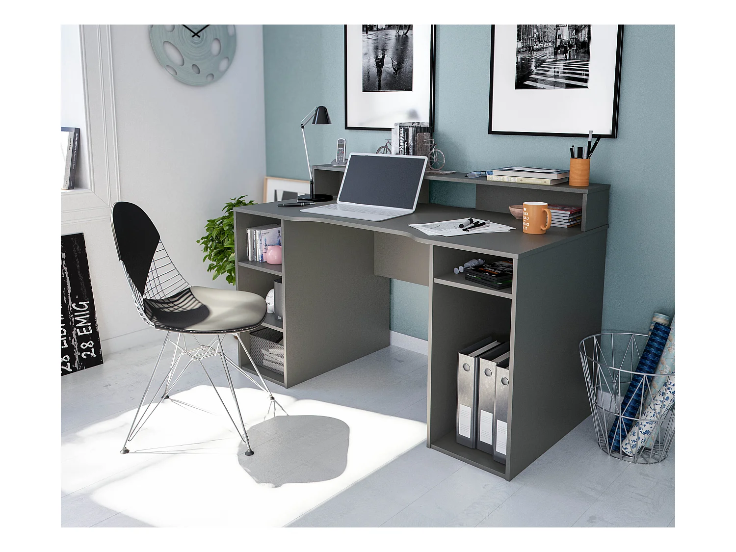 Table de bureau gamer OZONE - Noir - 136 x 67 x 88 cm - Avec étagere supérieure pour écran