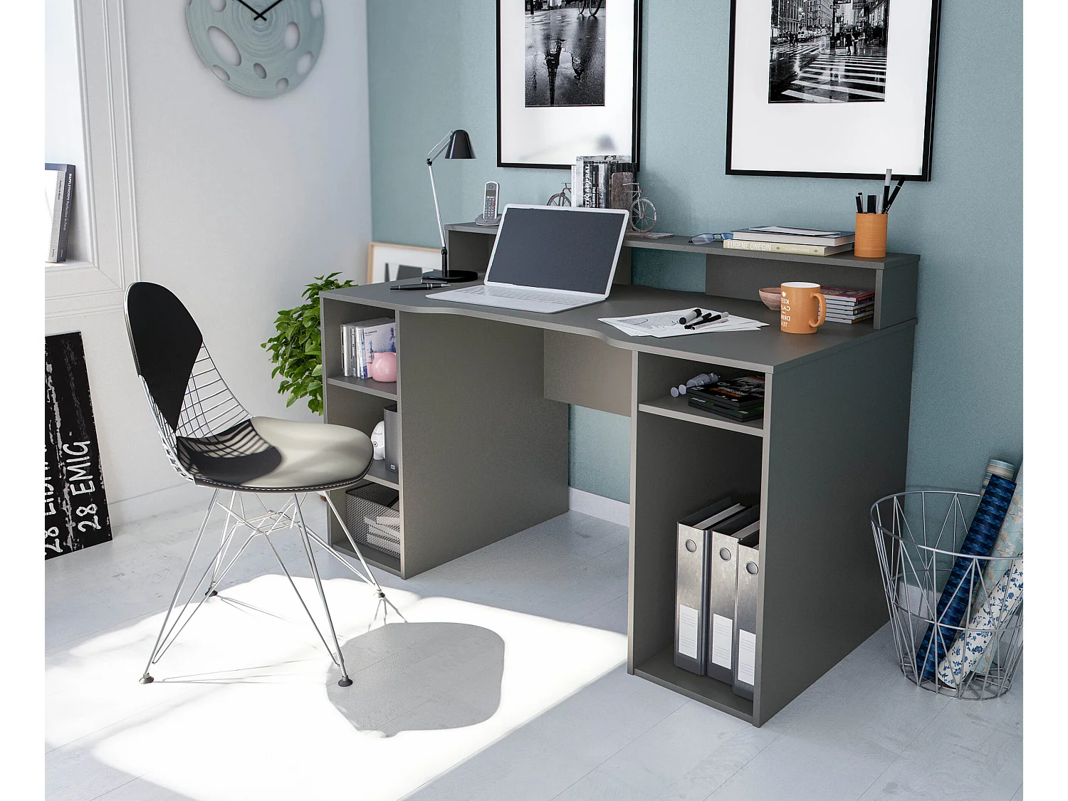 Table de bureau gamer OZONE - Noir - 136 x 67 x 88 cm - Avec étagere supérieure pour écran