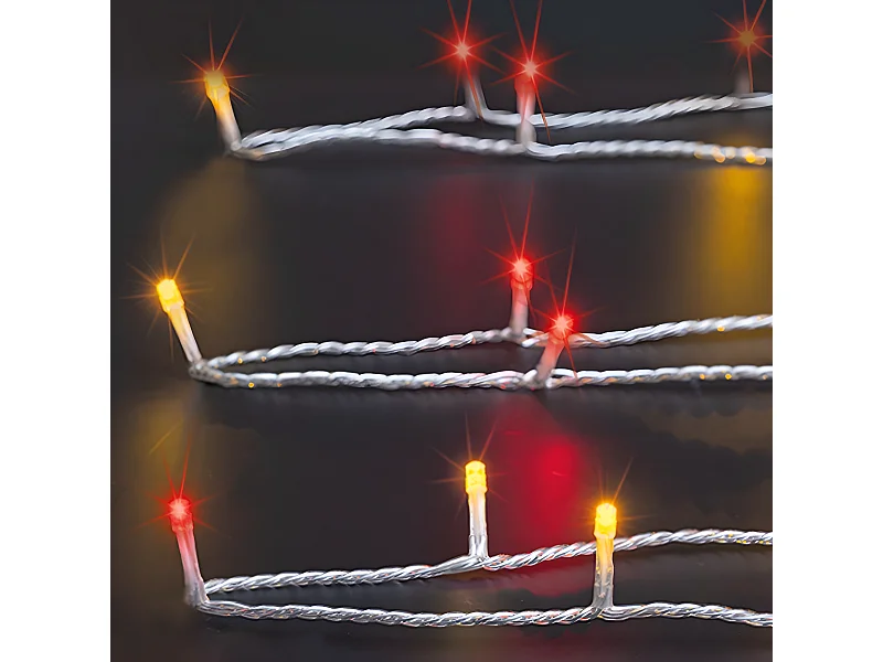 Guirlande Lumineuse Extérieur 10 mètres 100 LED Blanc chaud & Rouge 8 jeux de lumière