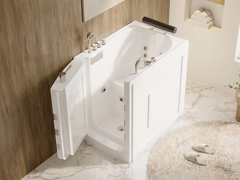 Baignoire balnéo avec porte - 1 place assise - 220L - 101,5 x 69 x 99 cm - BARUVA