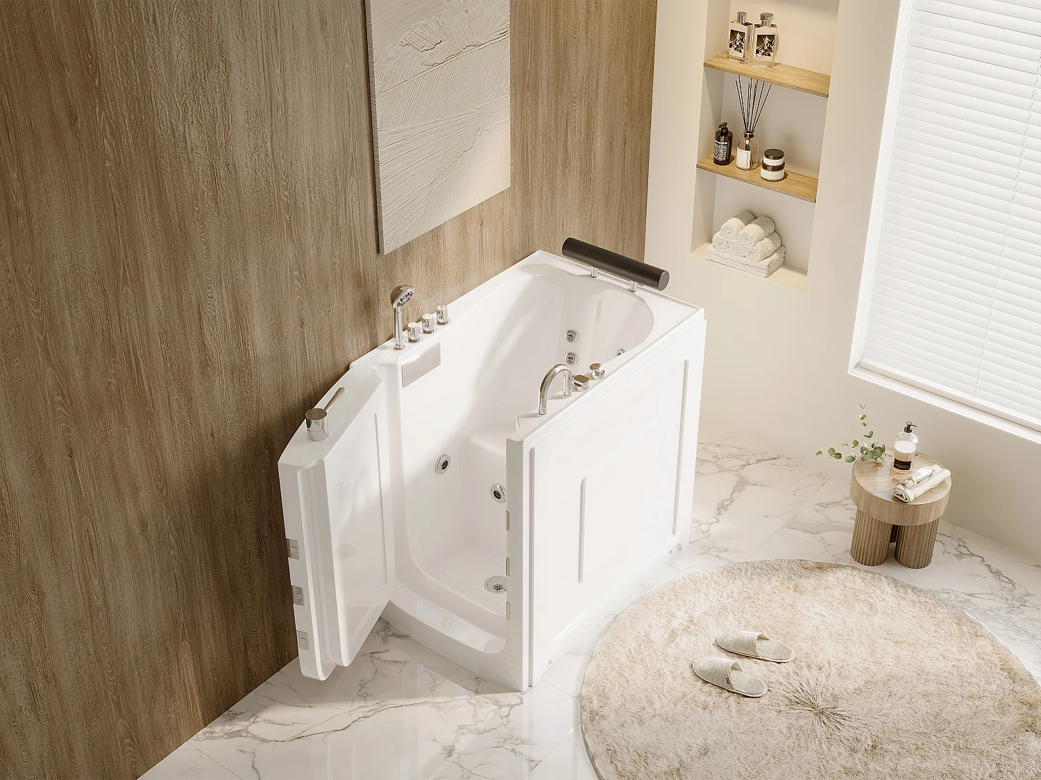 Baignoire balnéo avec porte - 1 place assise - 220L - 101,5 x 69 x 99 cm - BARUVA