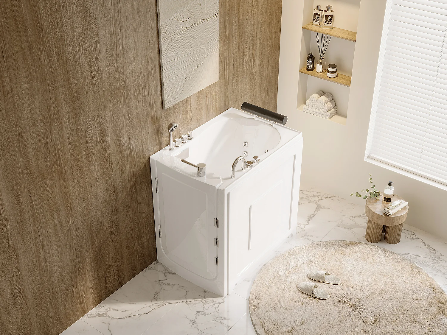 Baignoire balnéo avec porte - 1 place assise - 220L - 101,5 x 69 x 99 cm - BARUVA