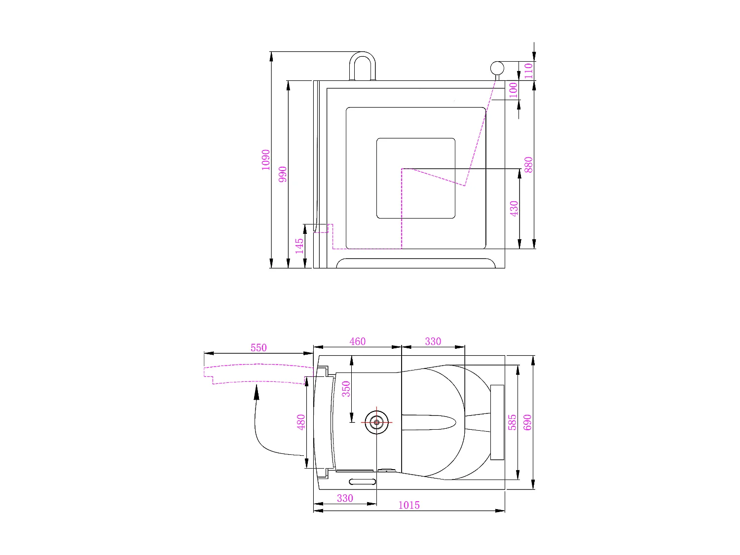 Baignoire balnéo avec porte - 1 place assise - 220L - 101,5 x 69 x 99 cm - BARUVA