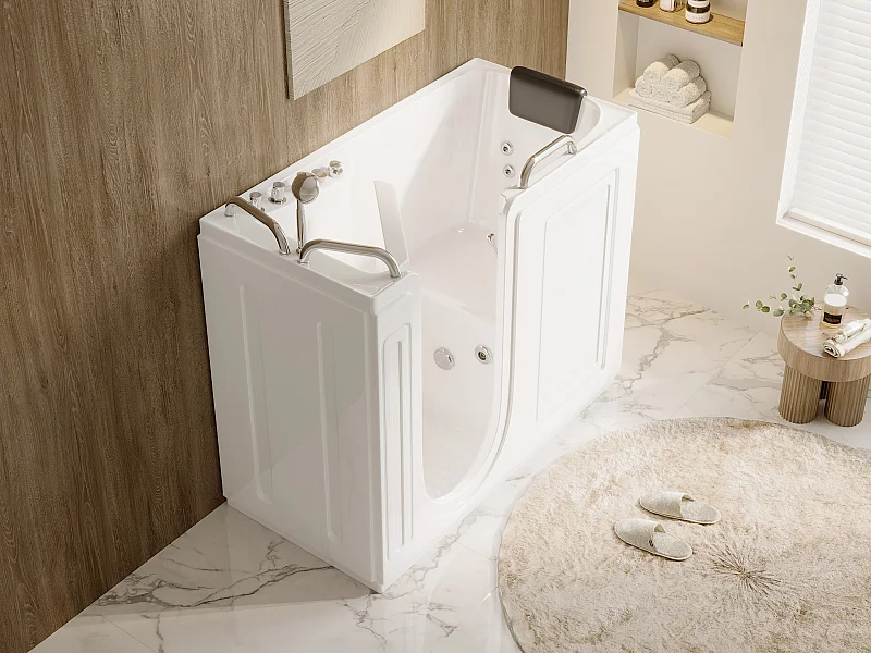 Whirlpool-Badewanne mit Tür - 1 Person - 355 L - 134,5 x 67,3 x 106 cm - BURAM