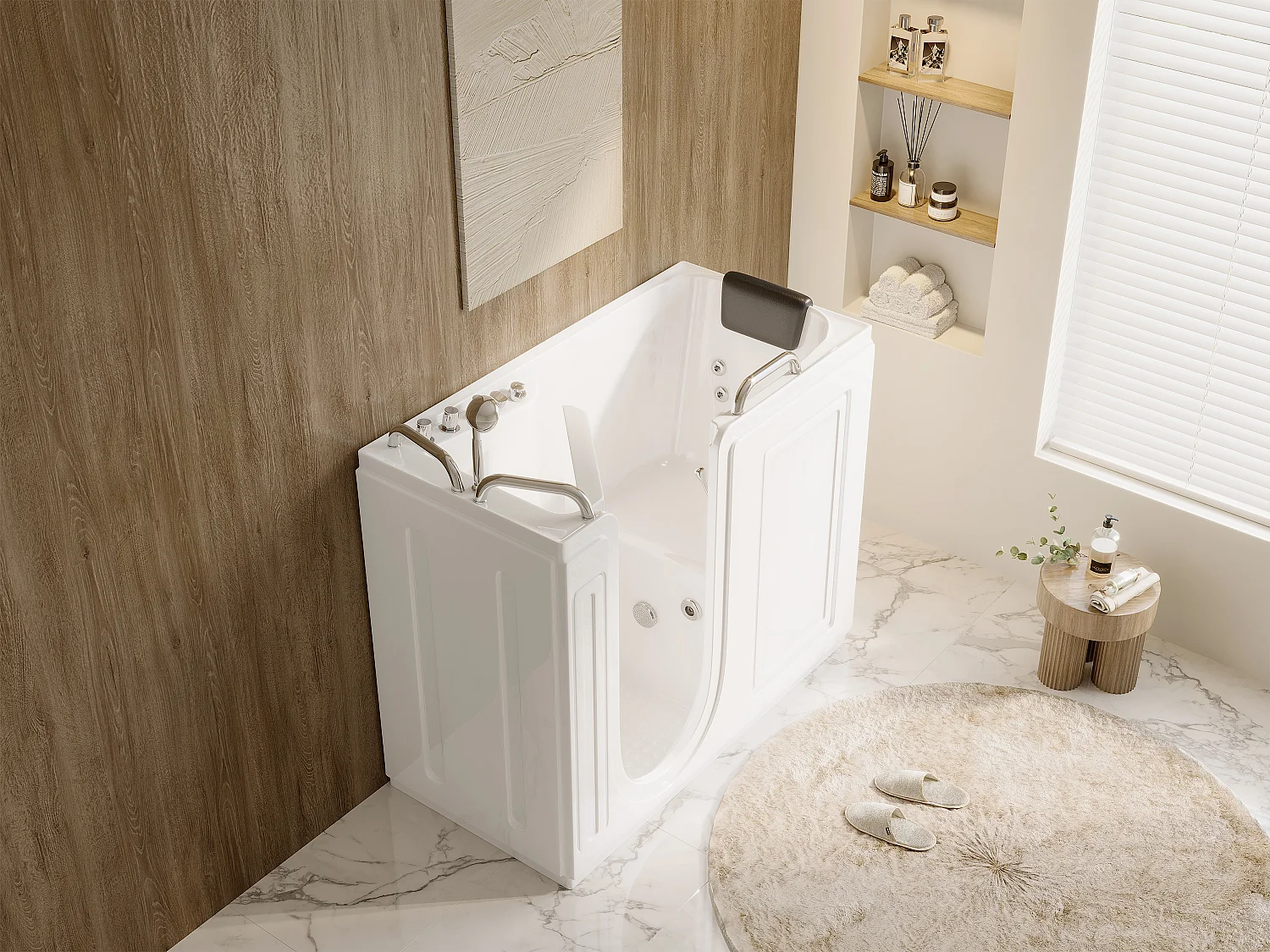 Wanna z hydromasażem i drzwiami - 1 miejsce siedzące - 355 l - 134,5 x 67,3 x 106 cm - BURAM