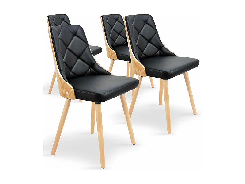 Lot de 4 chaises scandinaves Lalix Chêne Clair et Noir