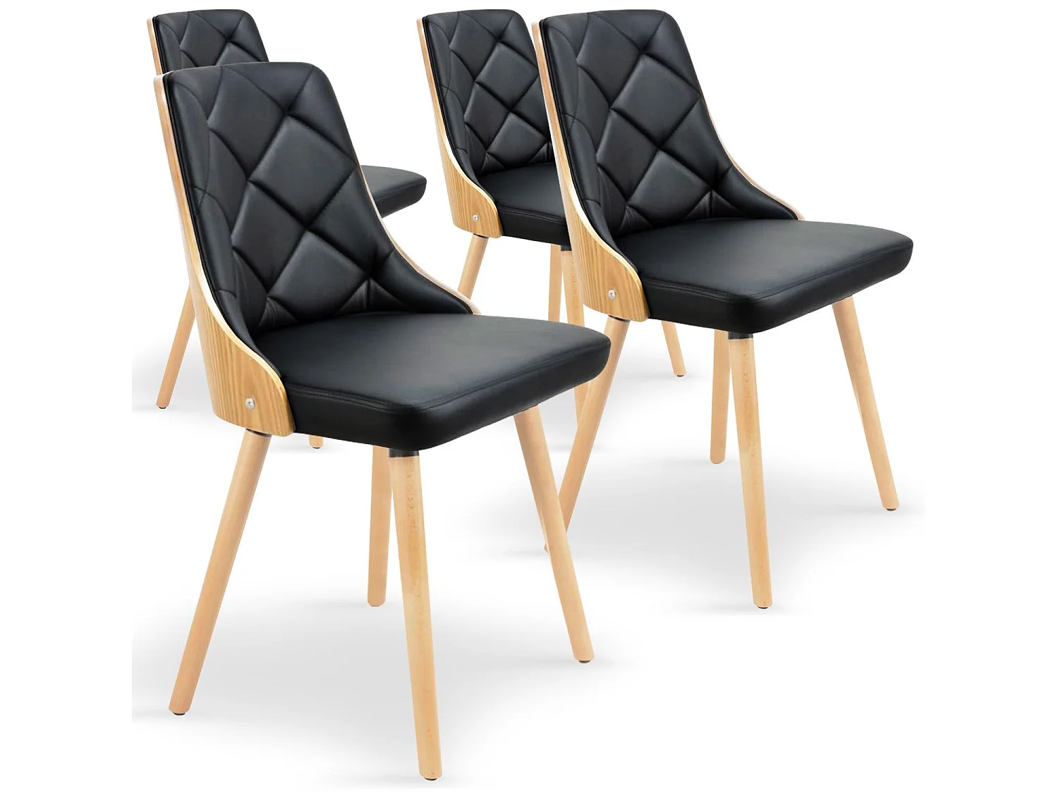 Lot de 4 chaises scandinaves Lalix Chêne Clair et Noir
