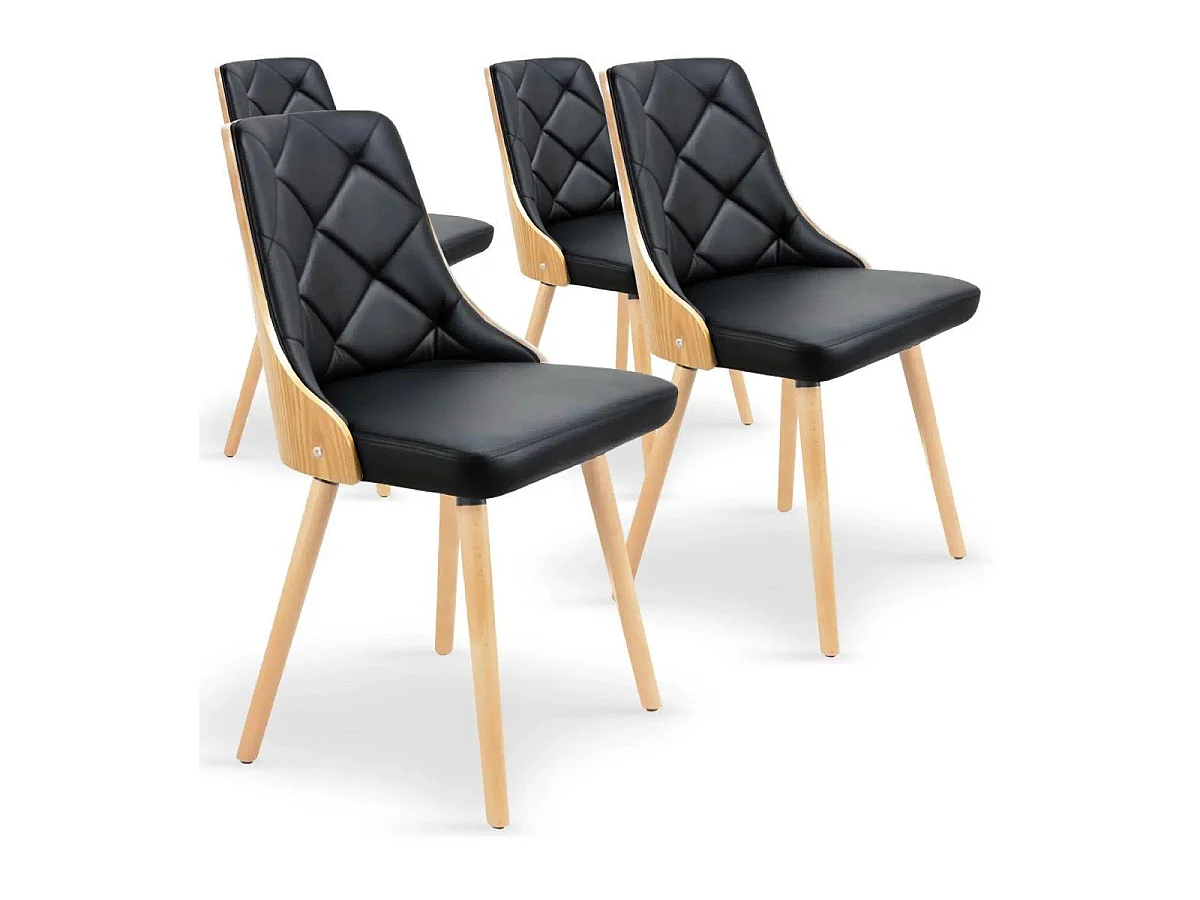 Lot de 4 chaises scandinaves Lalix Chêne Clair et Noir