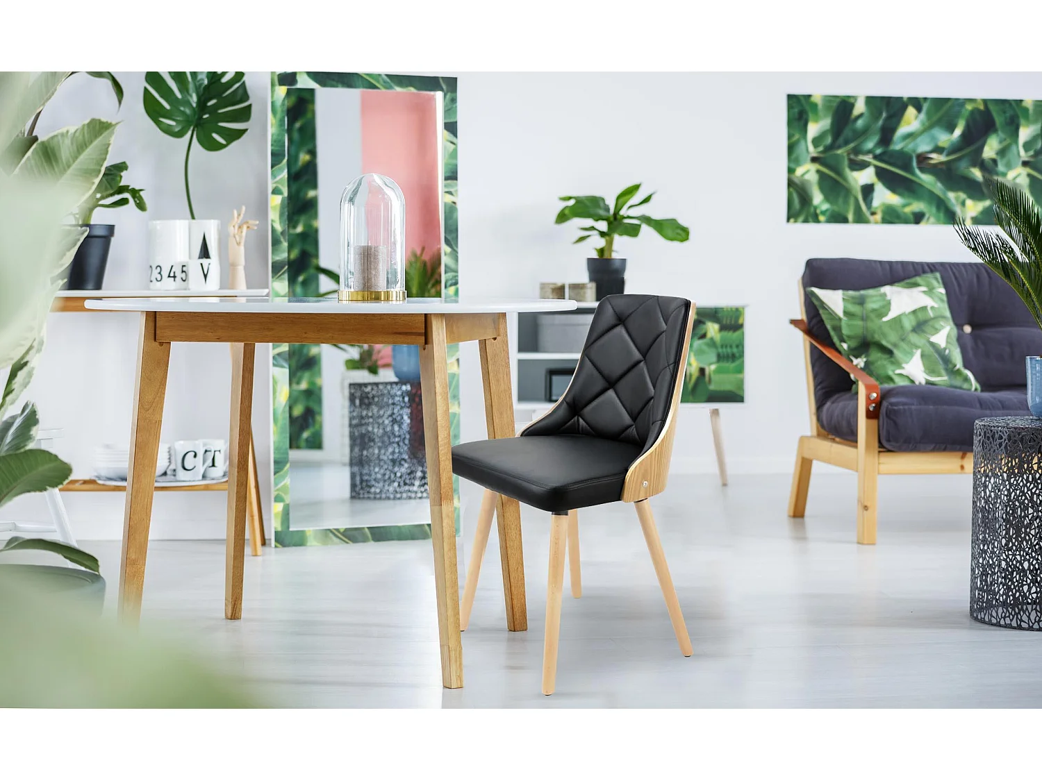 Lot de 8 chaises scandinaves Lalix Chêne Clair et Noir