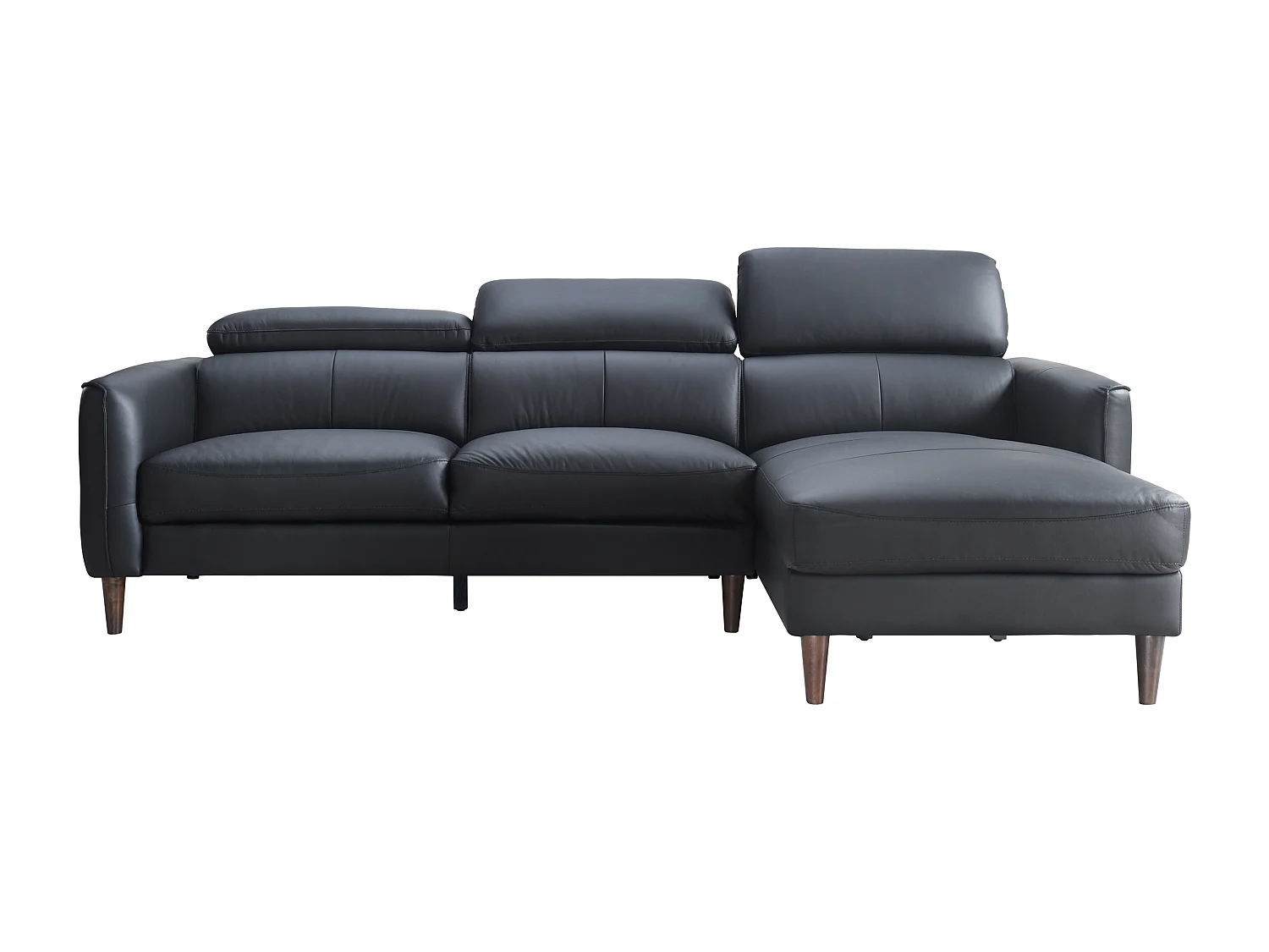 Canapé d'angle droit en cuir de buffle noir SALVI