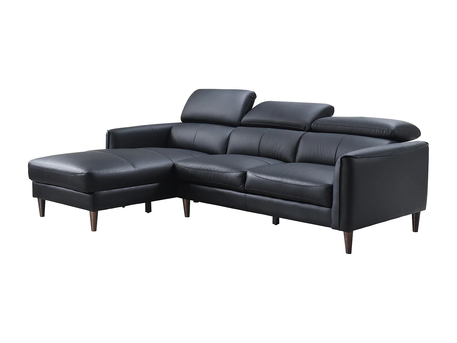 Canapé d'angle gauche en cuir de buffle noir SALVI