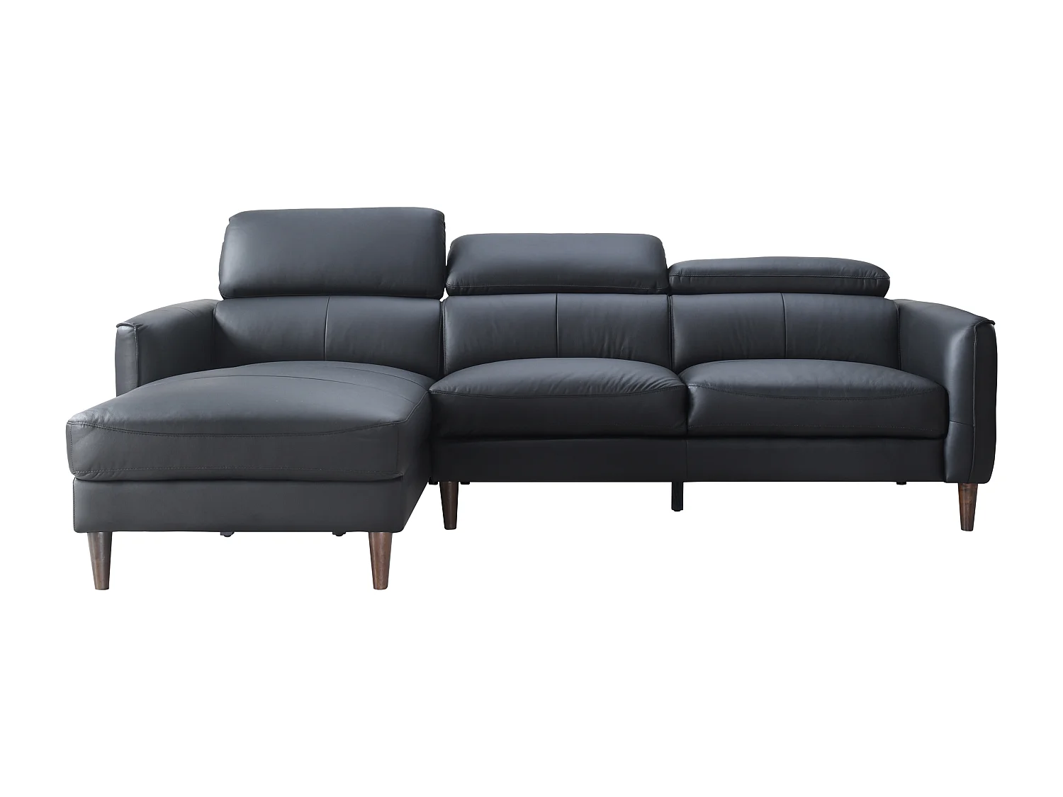 Canapé d'angle gauche en cuir de buffle noir SALVI