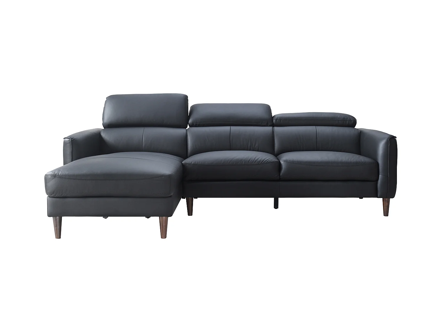 Ecksofa - Ecke links - Büffelleder - Schwarz - SALVI