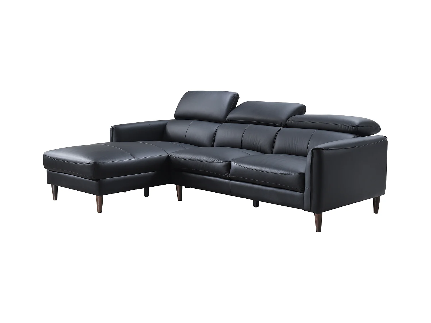 Ecksofa - Ecke links - Büffelleder - Schwarz - SALVI