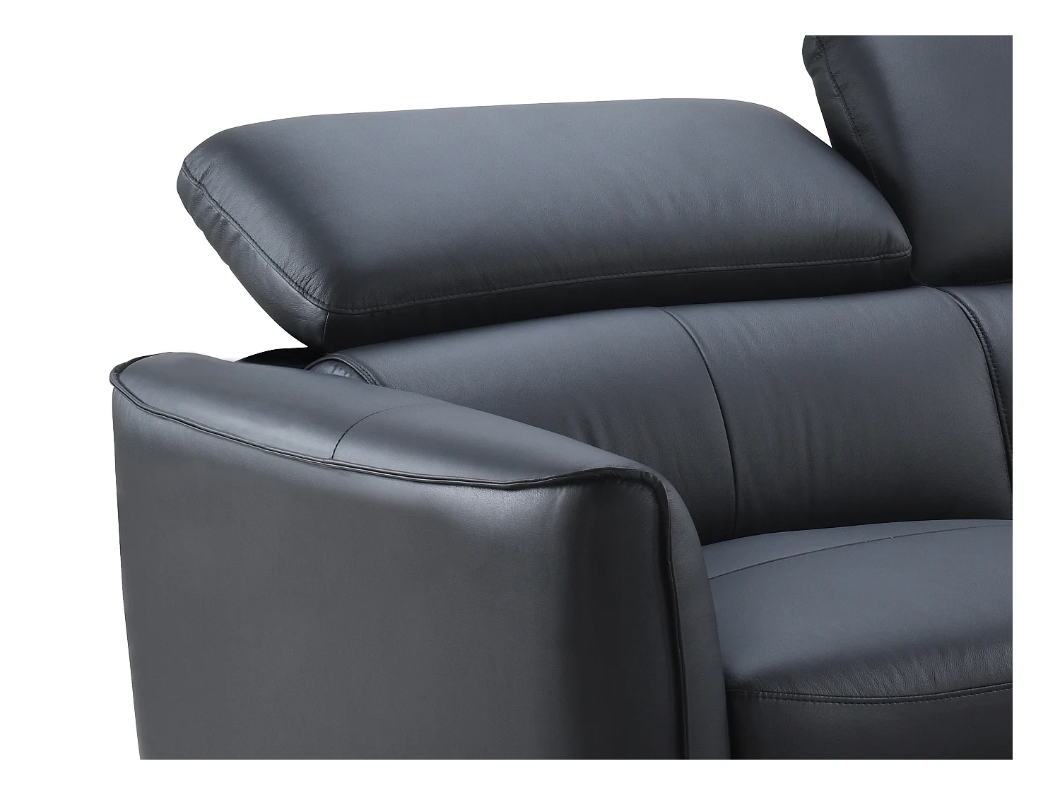 Ecksofa - Ecke links - Büffelleder - Schwarz - SALVI