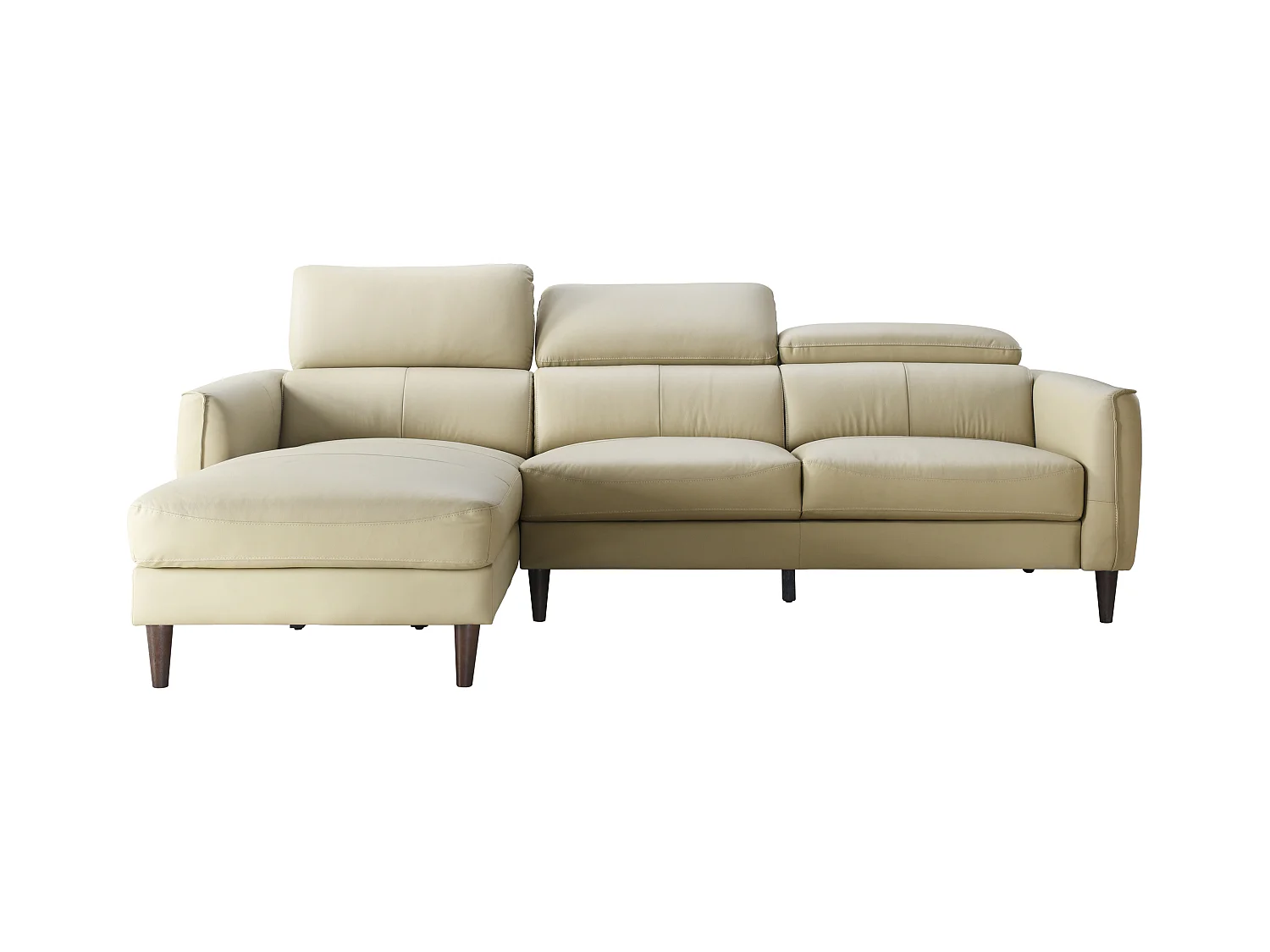 Hoekbank met hoek links van beige buffelleer SALVI