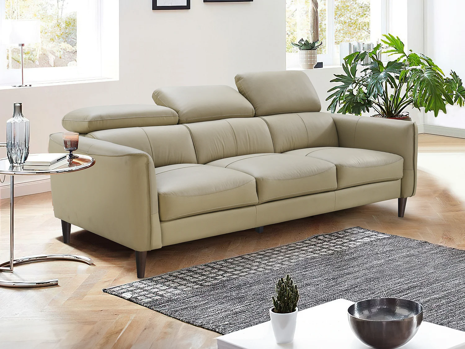 Sofa 3-Sitzer - Büffelleder - Beige - SALVI