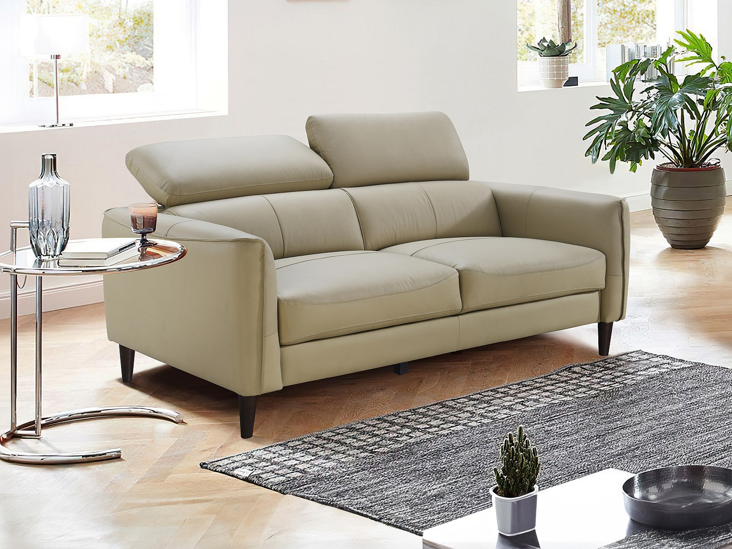 Sofa 2-Sitzer - Büffelleder - Beige - SALVI günstig online kaufen