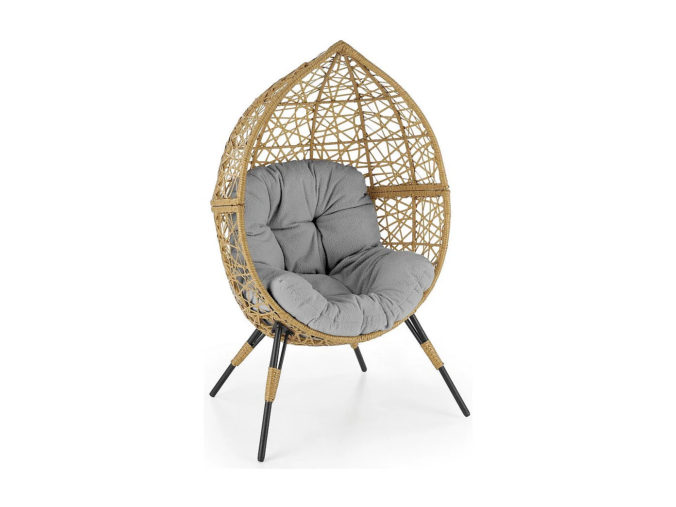 Poltrona a forma di uovo Zora con gambe in rattan sintetico