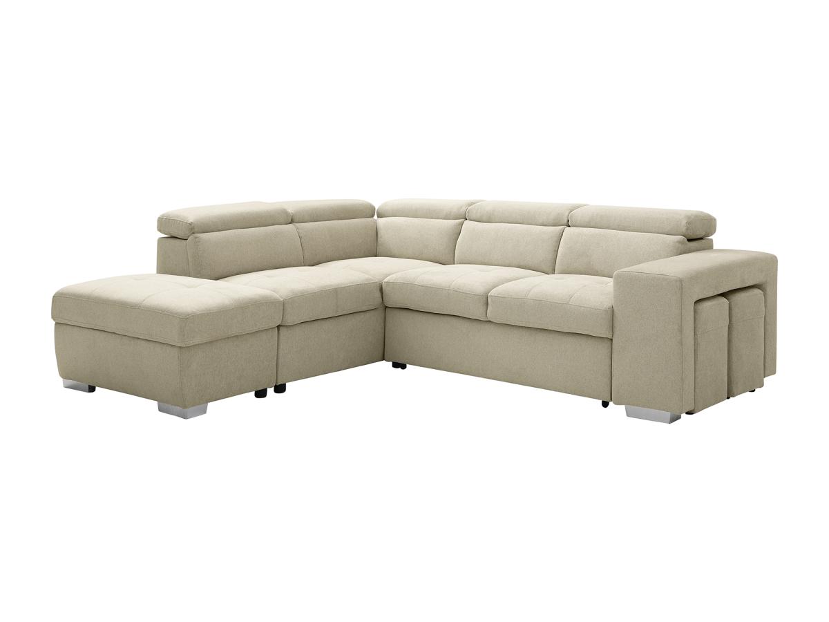 Ecksofa mit Schlaffunktion - Ecke links - Stoff - Beige - MELICENA günstig online kaufen