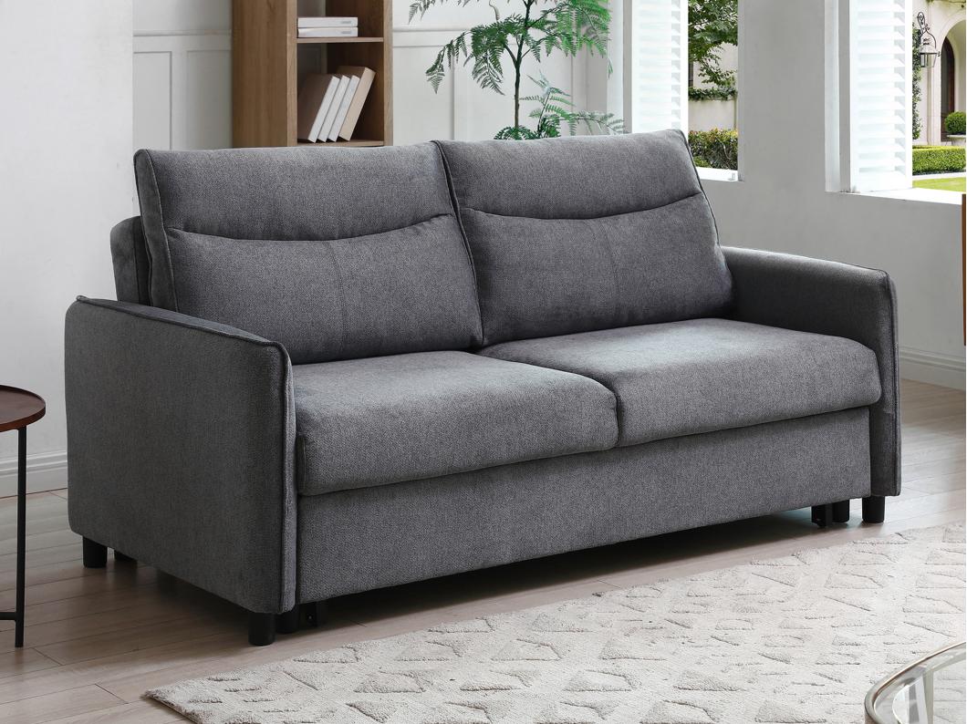 Canapé 3 places convertible en tissu gris IPANEDA