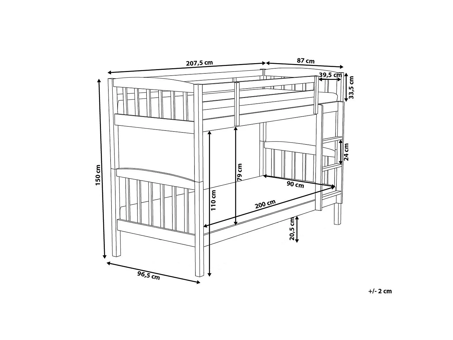 Bunk Bed Pine Wood REVIN 90 x 200 cm (EU Single) Light Brown